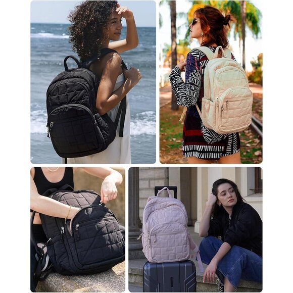 ?15.6 Inch Women Travel Backpack Quilted Casual Daypack Water-Resistant Bookbag main image 8